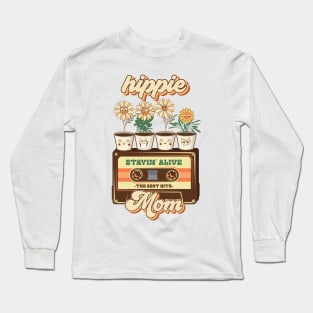 Mothers day plant  lover groovy cassette Retro Funny hippie mom Long Sleeve T-Shirt